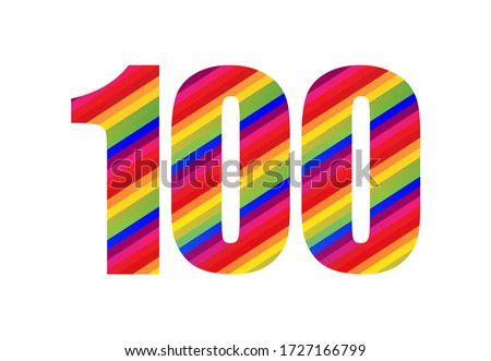 100 Number Rainbow Style Numeral Digit. Colorful One Hundred Number Vector Illustration Design Isolated on White Background.