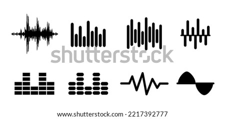 Sound Wave Icon Set. Audio Signal Icon Vector Illustration. Pictogram For Music App.