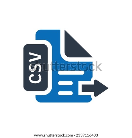Export CSV Flat Blue Icon Isolate On White Background Vector Illustration | Seo Icons
