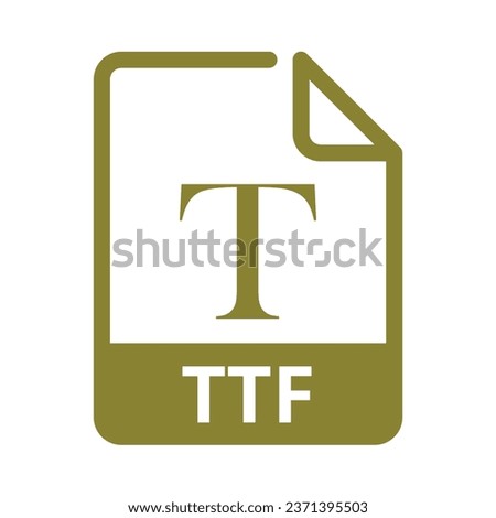 TTF File Icon. Vector File Format. Font File Extension Modern Flat Design