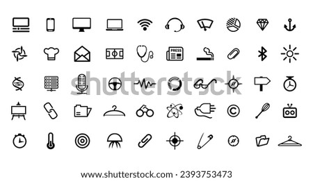Big Icon Set: Mobile, Email, Mail, Computer, PC, Laptop, WiFi, Headphone, Pie Chart, Stethoscope And Many More.