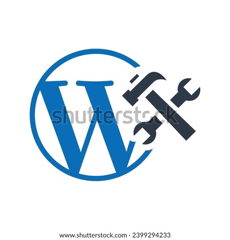 Wordpress Website Maintenance Flat Blue Icon Isolate On White Background Vector Illustration | Seo Icons