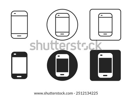 Mobile Icon Set. Device, Smartphone, Mobile Phone, Chatting Vector Illustration Collection Isolated on Transparent Background. Editable Stroke. Filled, Line and Stroke Style Icon