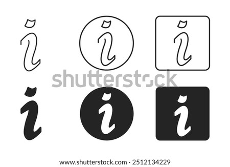 Information Icon Set. Info Vector Illustration Collection Isolated on Transparent Background. Editable Stroke. Filled, Line and Stroke Style Icon