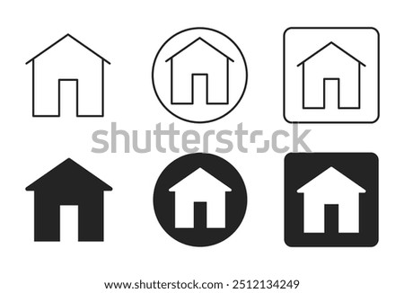 Home Icon Set. House, Real Estate, Property, Mortgage Vector Illustration Collection Isolated on Transparent Background. Editable Stroke. Filled, Line and Stroke Style Icon