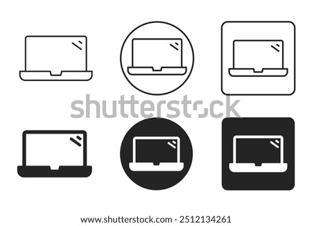 Laptop Icon Set. Notebook, Computer, Device, Monitor Vector Illustration Collection Isolated on Transparent Background. Editable Stroke. Filled, Line and Stroke Style Icon