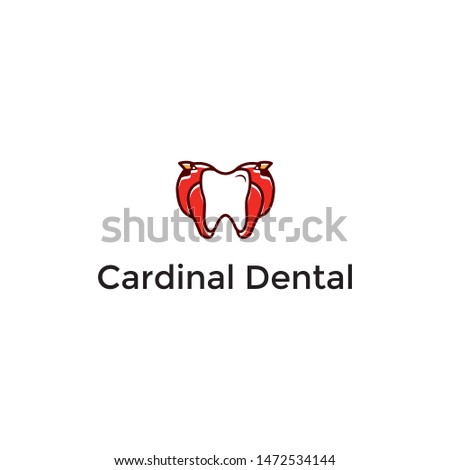 Cardinal bird and dental logo design vector icon illustration inspiration