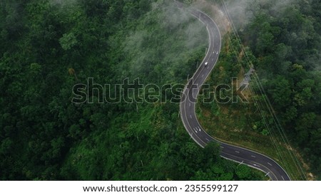 Similar – Image, Stock Photo Pathway road in green forest landscape