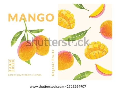 Mango packaging design templates, Hand drawn style vector illustration.