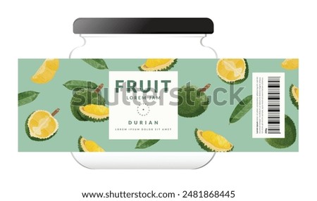 Durian packaging design templates, watercolour style vector illustration.