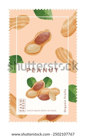 Peanut or Groundnut packaging design templates, watercolour style vector illustration.