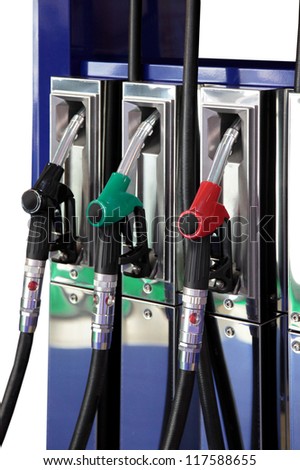 fuelling nozzles on gasoline filling station