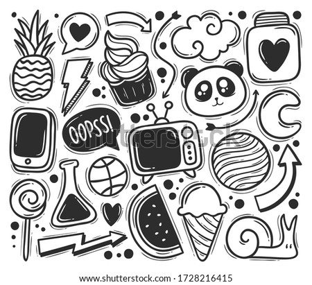 Abstract Scribble Icons Hand Drawn Doodle Coloring Vector