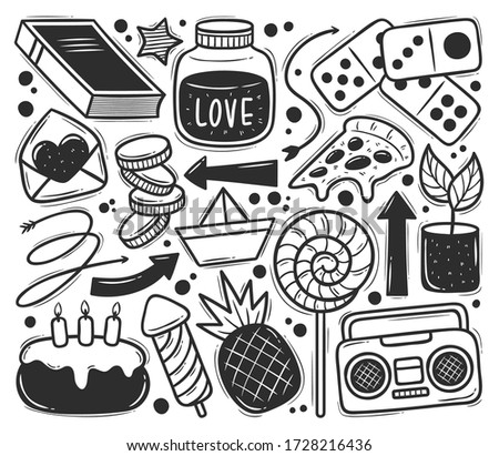 Abstract Scribble Icons Hand Drawn Doodle Coloring Vector