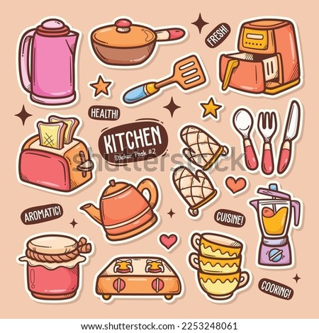 Kitchen Cute Doodle Vector Sticker Collection