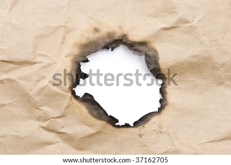 Burnt paper.Hole