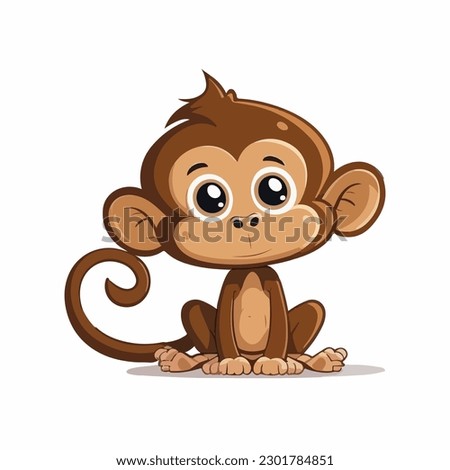 vector cute monkey cartoon style