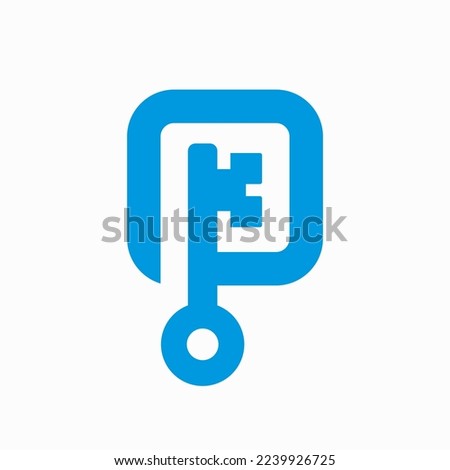 blue square key logo icon