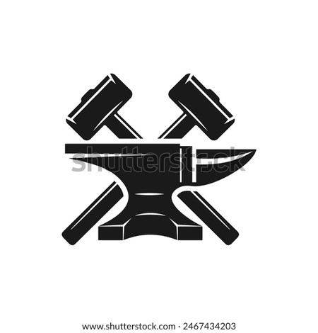 anvil and crossed hammers icon vector