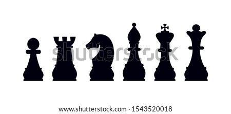 Silhouettes of chess pieces. Chess icons. Vector chess isolated on white background. Playing chess on the Board. King, Queen, rook, knight, Bishop, pawn