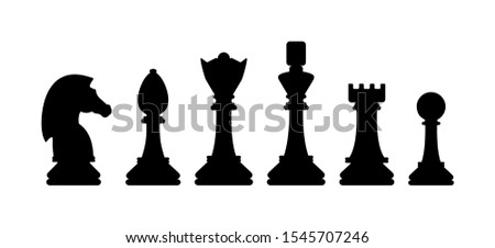 Silhouettes of chess pieces. Chess icons. Vector chess isolated on white background. Playing chess on the Board. King, Queen, rook, knight, Bishop, pawn