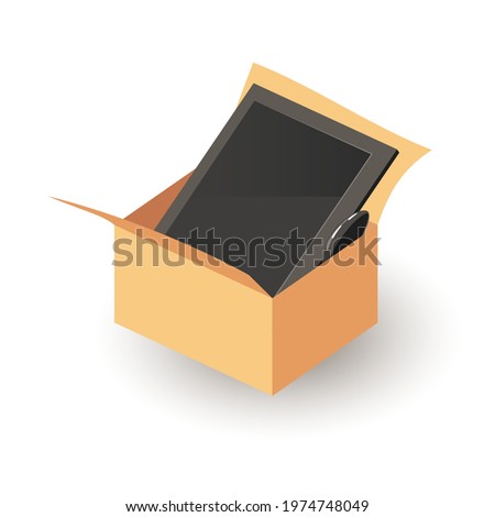 Cartoon delivery purchase from online store, new television for leisure. Vector tv with remote control, watch show and movie. Concept of hobby, multimedia isolated on white background