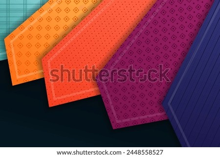 3D modern abstract presentation background with coorful paper cut background with diagonal pattern. dot, line and square element on diagonal shape. Dark teal corporate tech art wallpaper. Vector