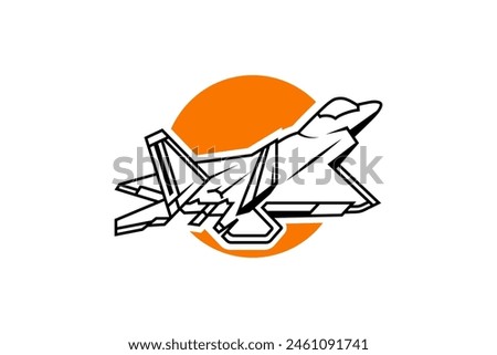 Premium American Fighter Jet Vector Isolated. Best for Tshirt Design Illustration. line style