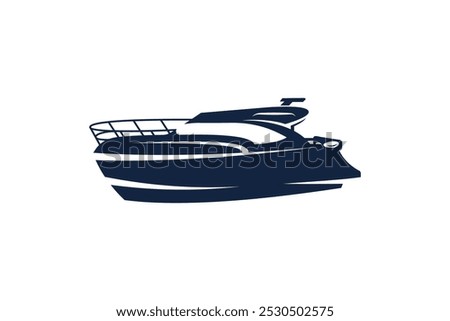 Boat logo for general business. blue color on object isolated on white background.