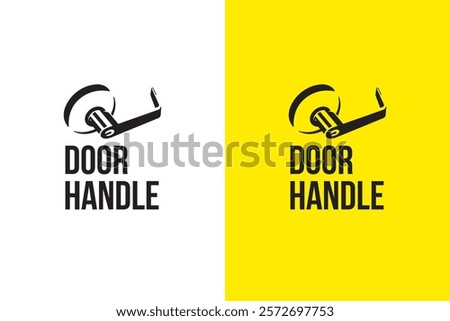 collection of Modern door handle with keyhole icon logo design. retro syle Door handle filled vector design on white and blue background.