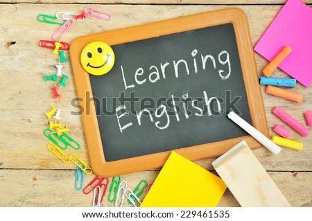 Learning English on blackboard.