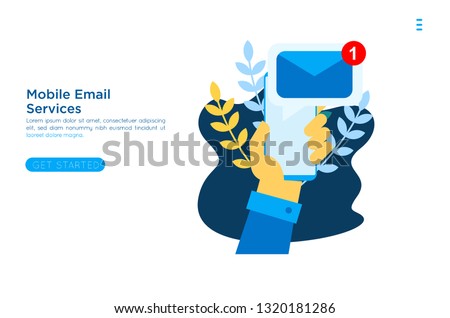 Web page design template. Email service isometric vector illustration. Webmail or mobile service layout for website landing header. Flat isometric vector illustration. EPS 10