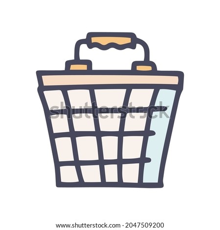 rubbermaid laundry basket color vector doodle simple icon
