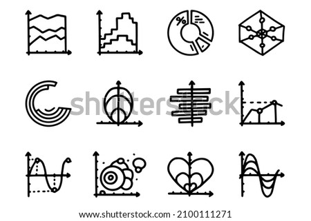 Charts line vector doodle simple icon set