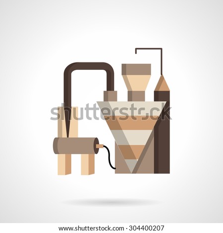 Flat color design vector icon for grain factory or plant. Agriculture industry buildings and structures. Design element for business and website. Element for the logo