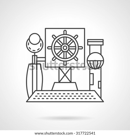 Flat line design vector icon for steering wheel. Selecting the direction of the right path. Elements of web design for business and website.