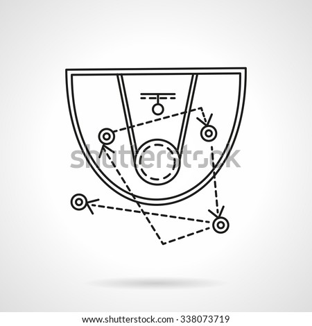 Basketball strategy board with game tactic. Flat line style vector icon. Sport symbols and equipment. Single web design elements for business, app, website.