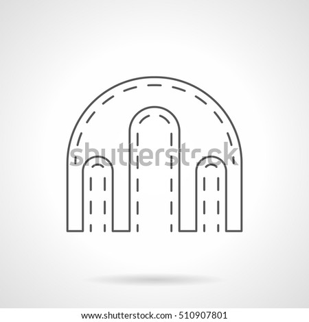 Symbol of triple-arched gateway. Decorative elements for architecture objects, buildings, construction. Flat line icon