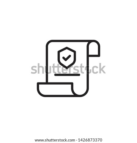 Insurance Policy Icon. Contract Coverage icon. Insurance policy symbol in flat style. Report vector illustration on white isolated background. Document business concept. Stockfoto © 