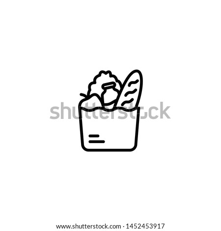 Groceries icon. Full basket of food, grocery shopping icon, special offer, vector sign. Trendy Flat style for graphic design, Web site, UI. EPS10. - Vector illustration
