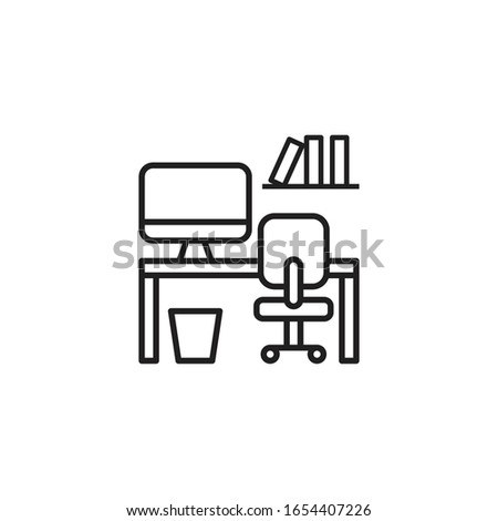 Office Desk Icon. Workplace icon. Job, office, working sign. The table symbol. Work Station vector illustration. Trendy Flat style for graphic design, Web site, UI. EPS10.