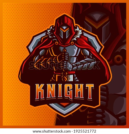 Knight Warrior Wing mascot esport logo design illustrations vector template, Tiger logo for team game streamer youtuber banner twitch discord