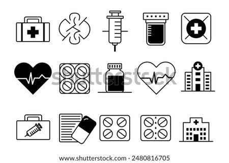 Medical and Healthcare Icons Set  Symbols vector design