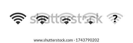 Wi-fi icons set. Wireless internet wifi signal level, wifi off, disconnected network. Communication symbols vector illustration for web, design, app, ui