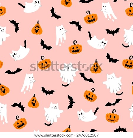 Similar – Image, Stock Photo Cute Hand Drawn Halloween Cards and Pattern. Little White Ghost on a Black Background. Happy Halloween. Trick or Treat. Sweet Little Pumpkins