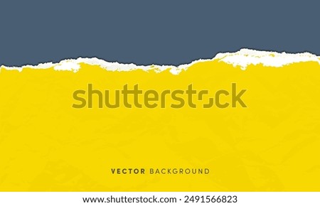 Textured torn paper vector background. Horizontal yellow ripped sheet of paper with shadow for banner, decoration, design template.