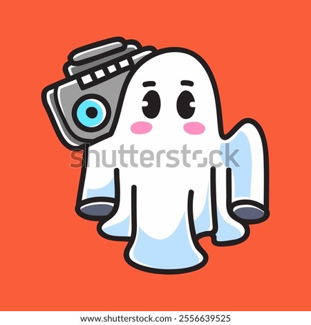 Cute Rapper Ghost Vector Cartoon Illustration. Cute Icon Concept Isolated Premium Vector. Flat Cartoon Concept for Event. Cute Doodle Cartoon Illustration Style. Suitable for Any Project