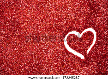 Glitter: Heart Outlined in Red Glitter Background