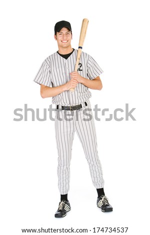 Baseball: Man Stands Holding Baseball Bat