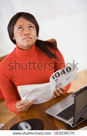 Taxes: Woman Frustrated At Doing Taxes